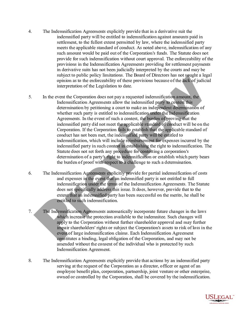 page 3 Approval of Indemnification Agreements with article amendment and amendment to bylaws preview