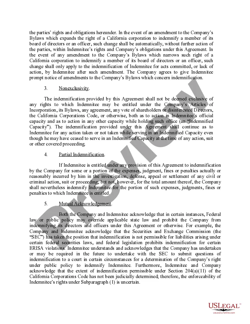 Get Indemnification Agreement between corporation and its current and future directors Preview Indemnification Agreement between corporation and its current and future directors