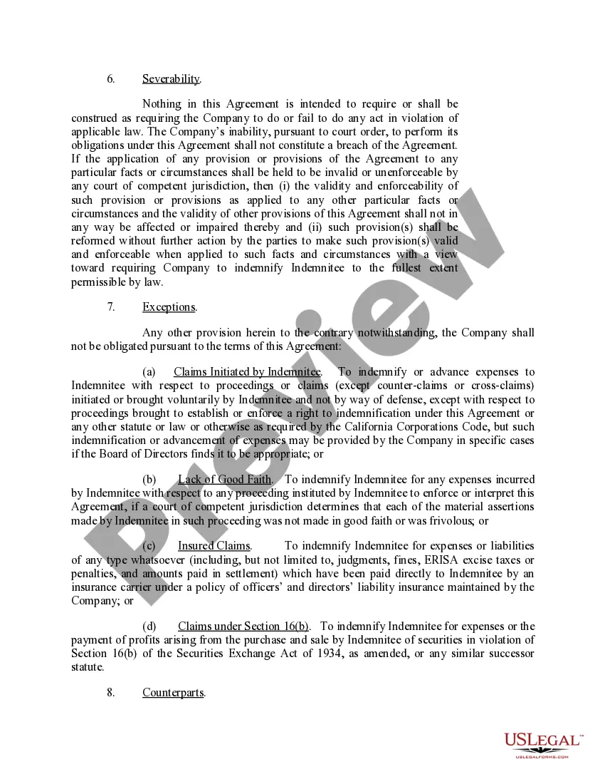 Get Indemnification Agreement between corporation and its current and future directors Preview Indemnification Agreement between corporation and its current and future directors