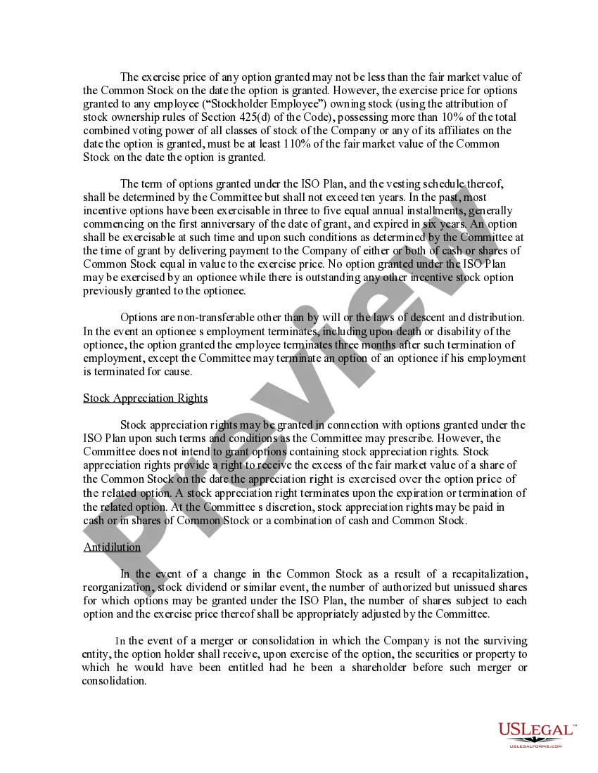 Get Approval of Incentive Stock Option Plan Preview Approval of Incentive Stock Option Plan
