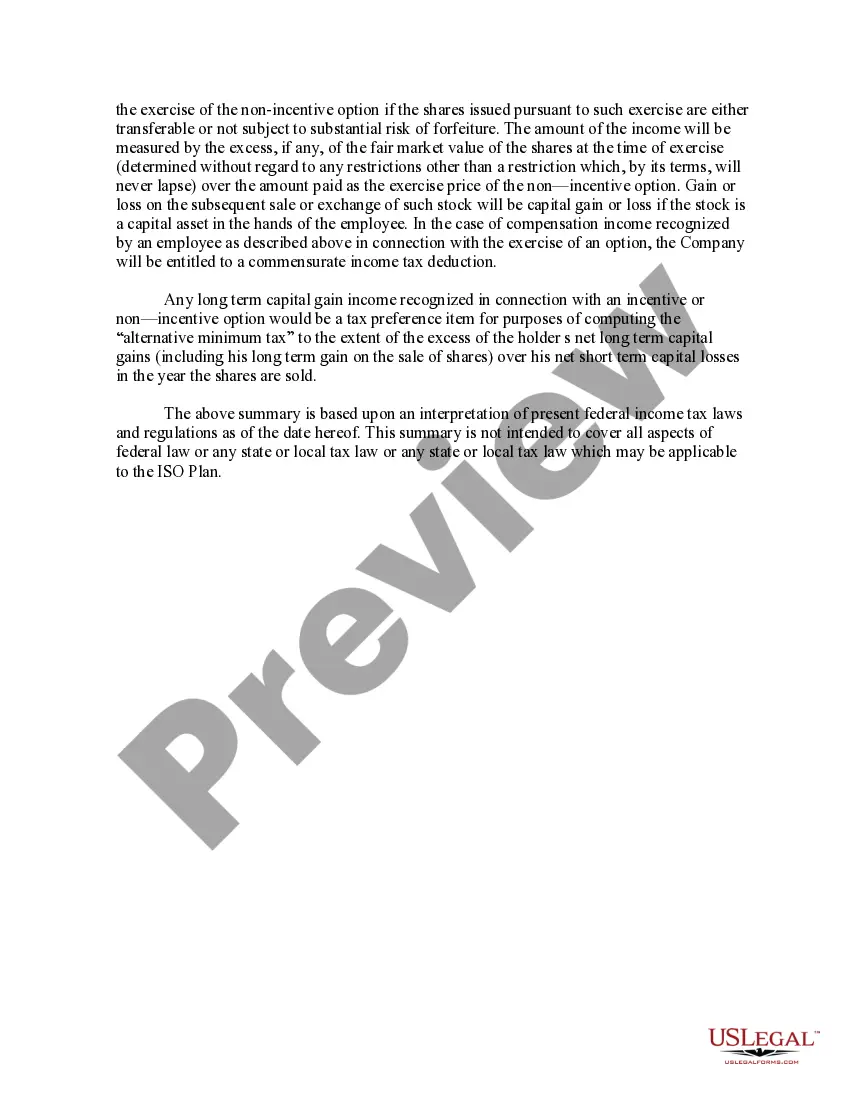 Get Approval of Incentive Stock Option Plan Preview Approval of Incentive Stock Option Plan