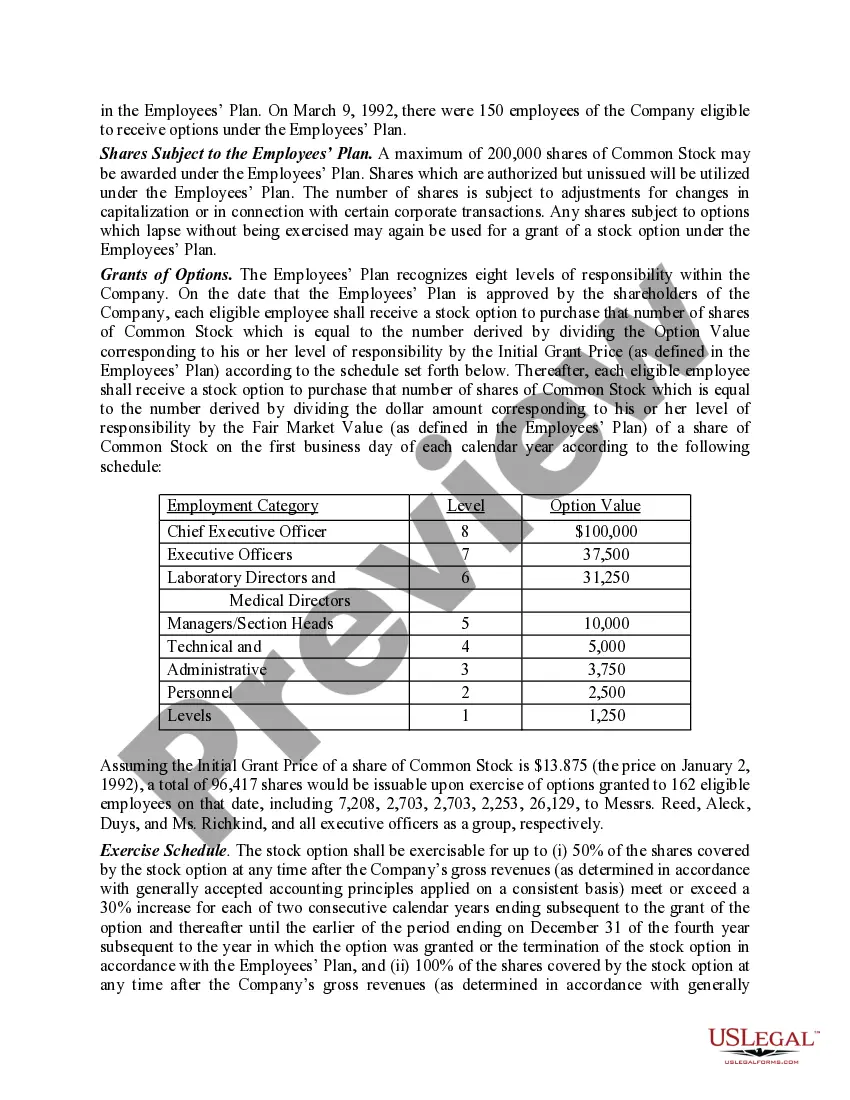 Get Proposal to Approve Adoption of Employees' Stock Option Plan Preview Proposal to Approve Adoption of Employees' Stock Option Plan