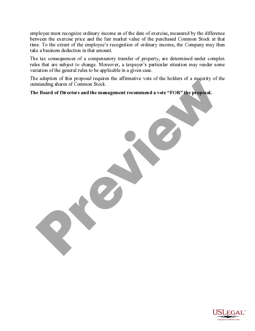 Get Proposal to Approve Adoption of Employees' Stock Option Plan Preview Proposal to Approve Adoption of Employees' Stock Option Plan