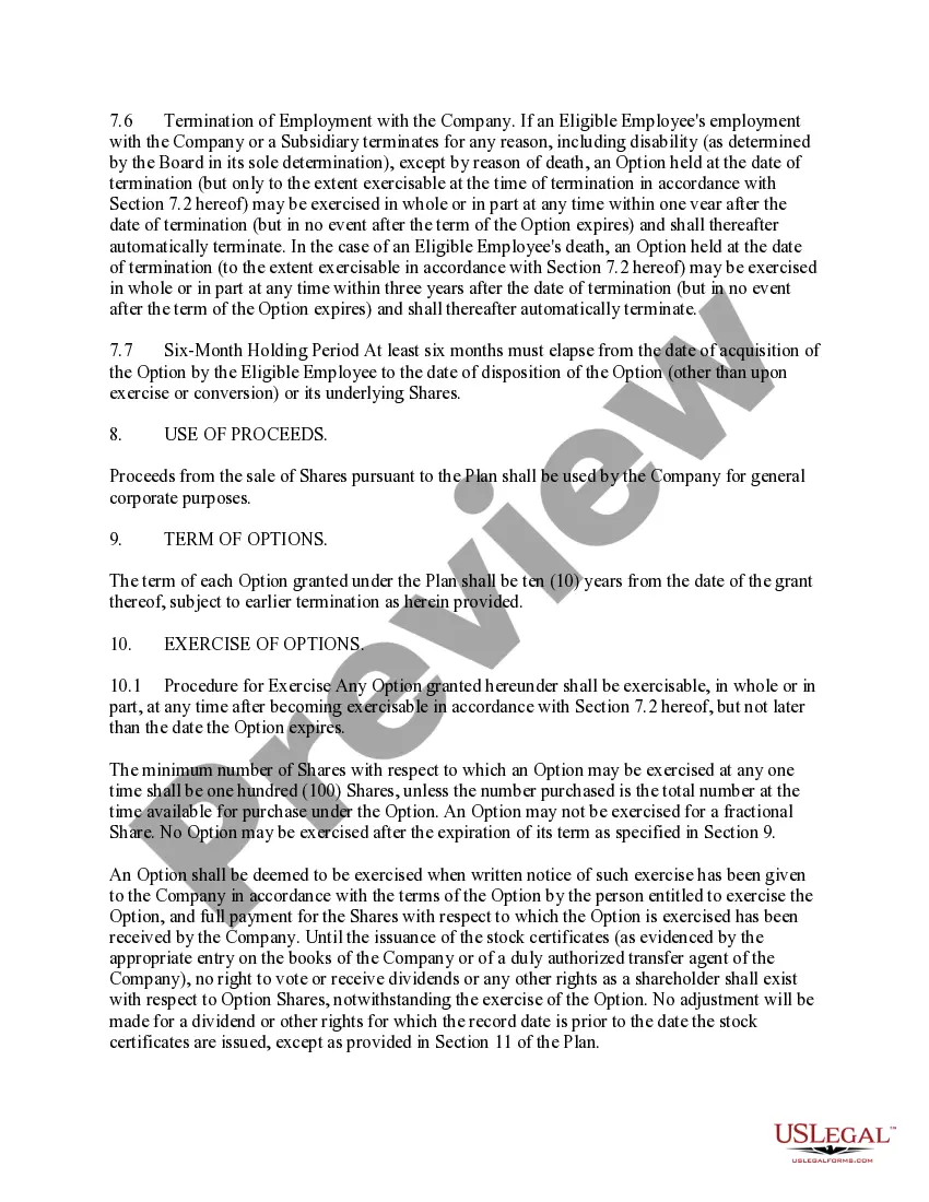 Preview Employee Stock Option Plan of Vivigen, Inc.