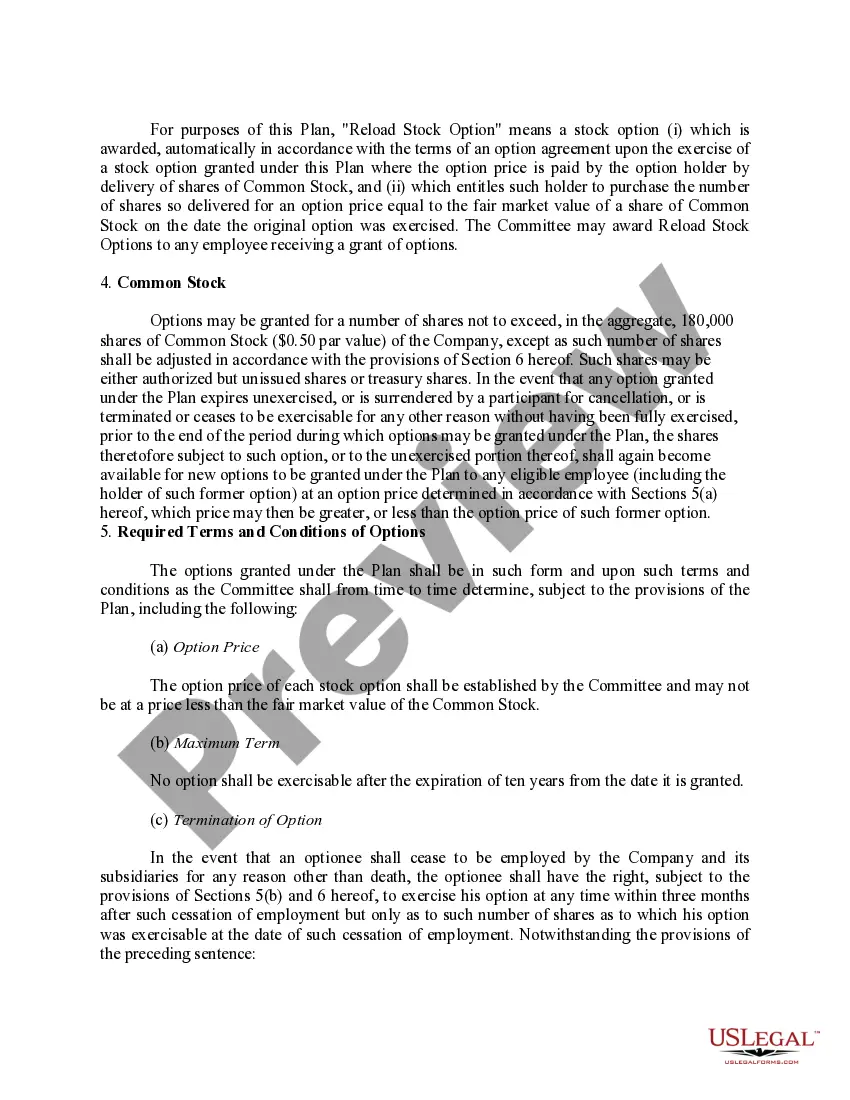 Get Amended and Restated Stock Option Plan of Continental Materials Corp. Preview Amended and Restated Stock Option Plan of Continental Materials Corp.