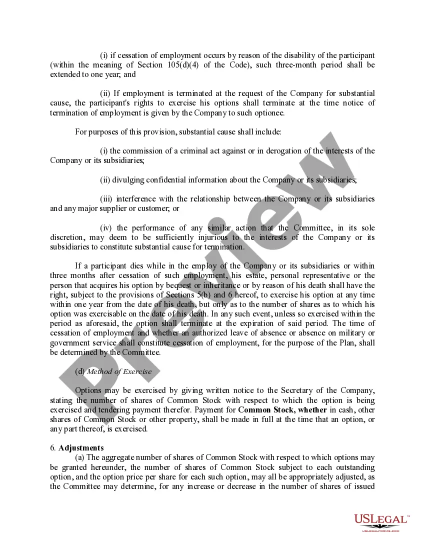 Get Amended and Restated Stock Option Plan of Continental Materials Corp. Preview Amended and Restated Stock Option Plan of Continental Materials Corp.