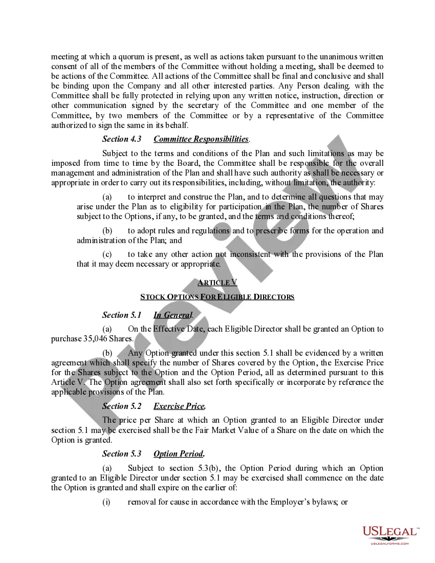 Preview Stock Option Plan For Federal Savings Association