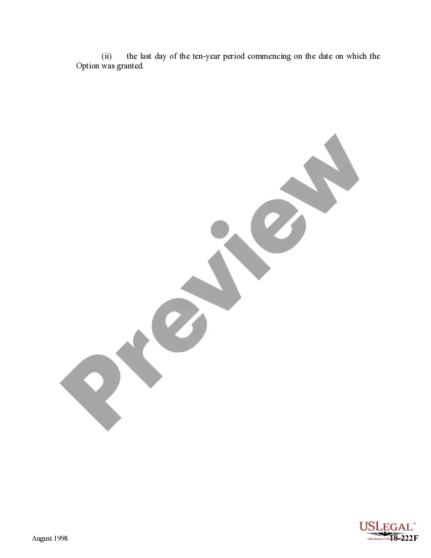 Preview Stock Option Plan For Federal Savings Association