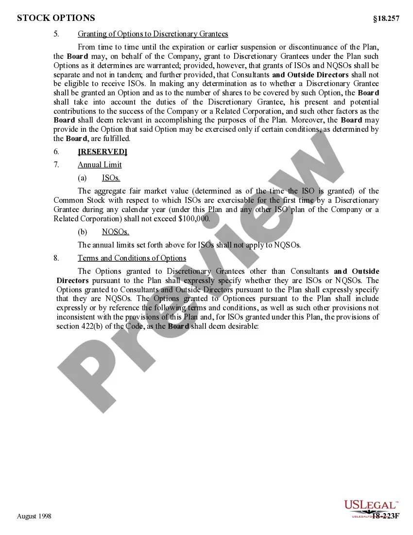 Get Nonemployee Directors Nonqualified Stock Option Plan of Cucos, Inc. Preview Nonemployee Directors Nonqualified Stock Option Plan of Cucos, Inc.