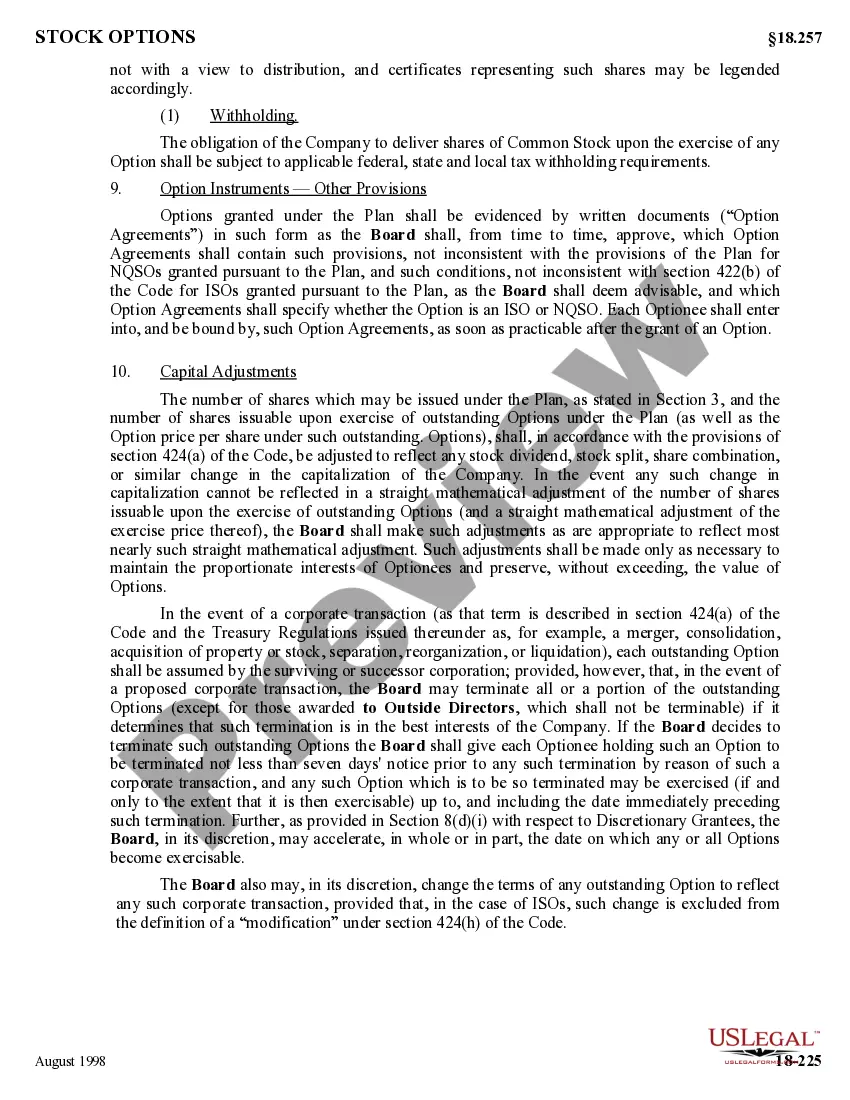 Get Nonemployee Directors Nonqualified Stock Option Plan of Cucos, Inc. Preview Nonemployee Directors Nonqualified Stock Option Plan of Cucos, Inc.