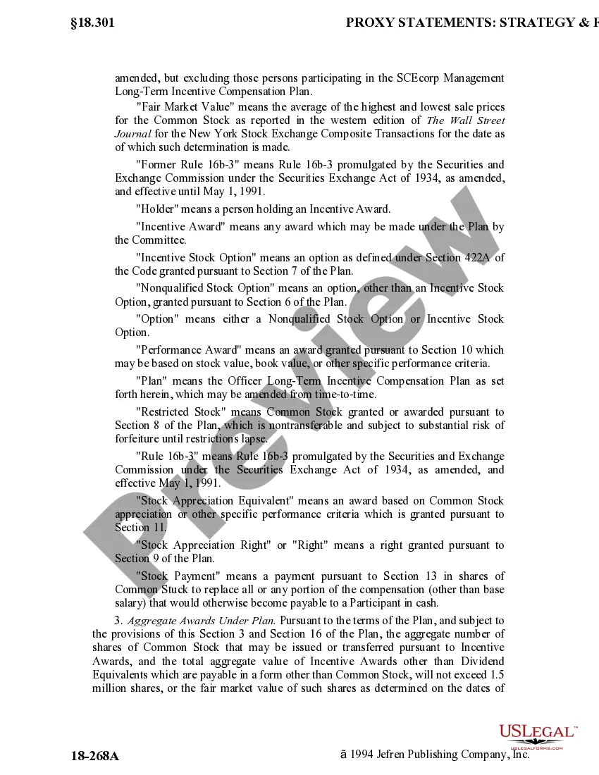 Preview Officer Long Term Incentive Compensation Plan for Southern California Edison Co.