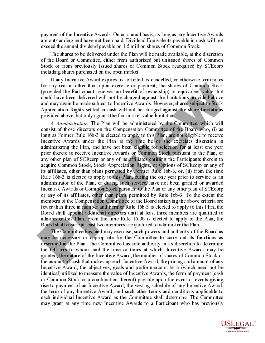 Preview Officer Long Term Incentive Compensation Plan for Southern California Edison Co.