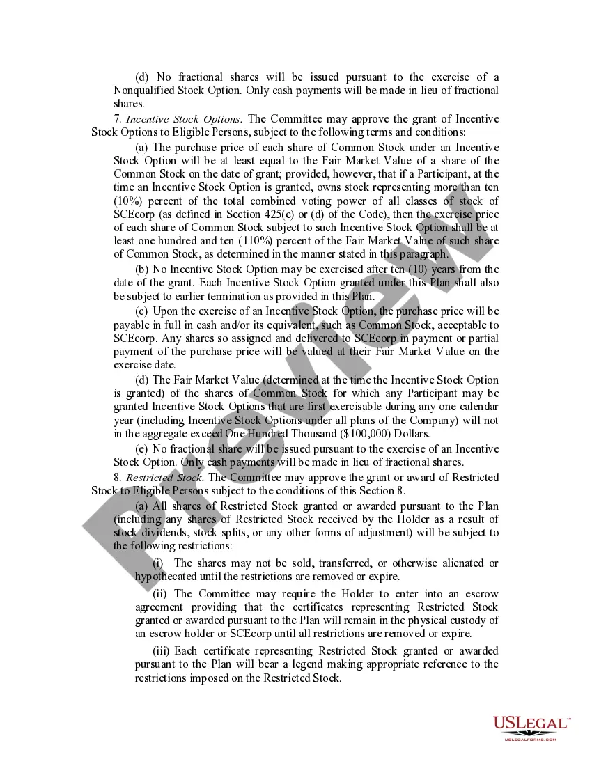 Preview Officer Long Term Incentive Compensation Plan for Southern California Edison Co.