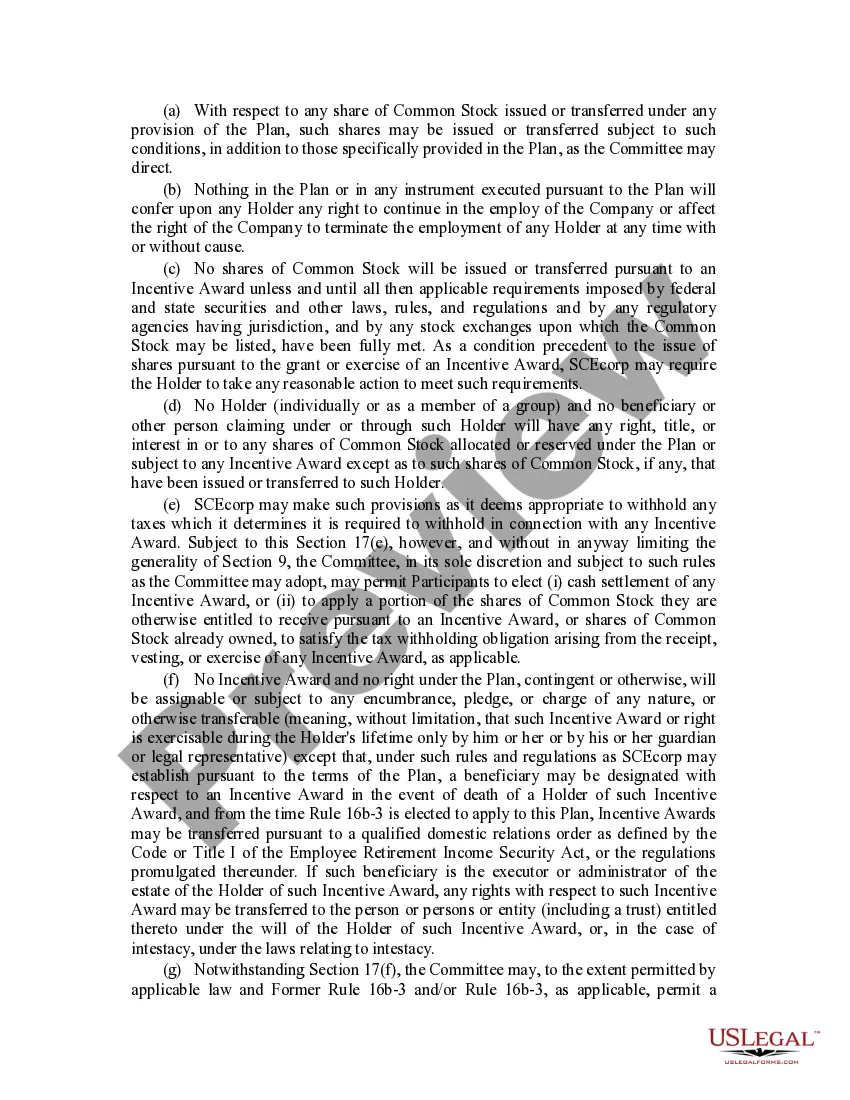 Preview Officer Long Term Incentive Compensation Plan for Southern California Edison Co.