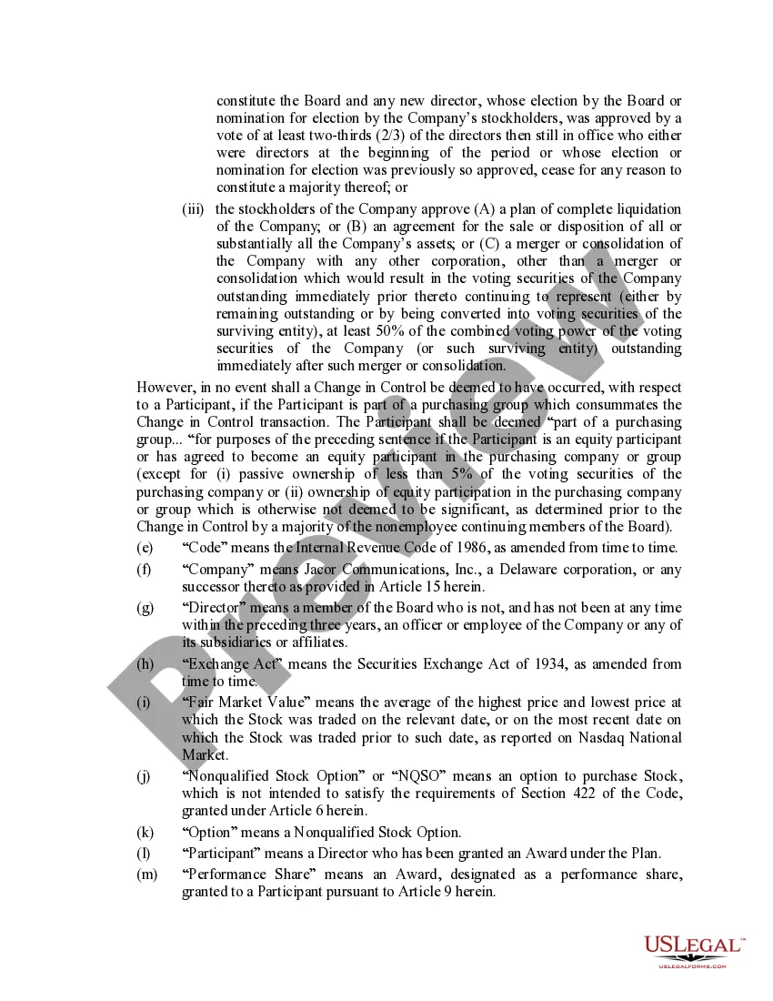 Preview Nonemployee Directors Stock Plan of Jacor Communications, Inc.
