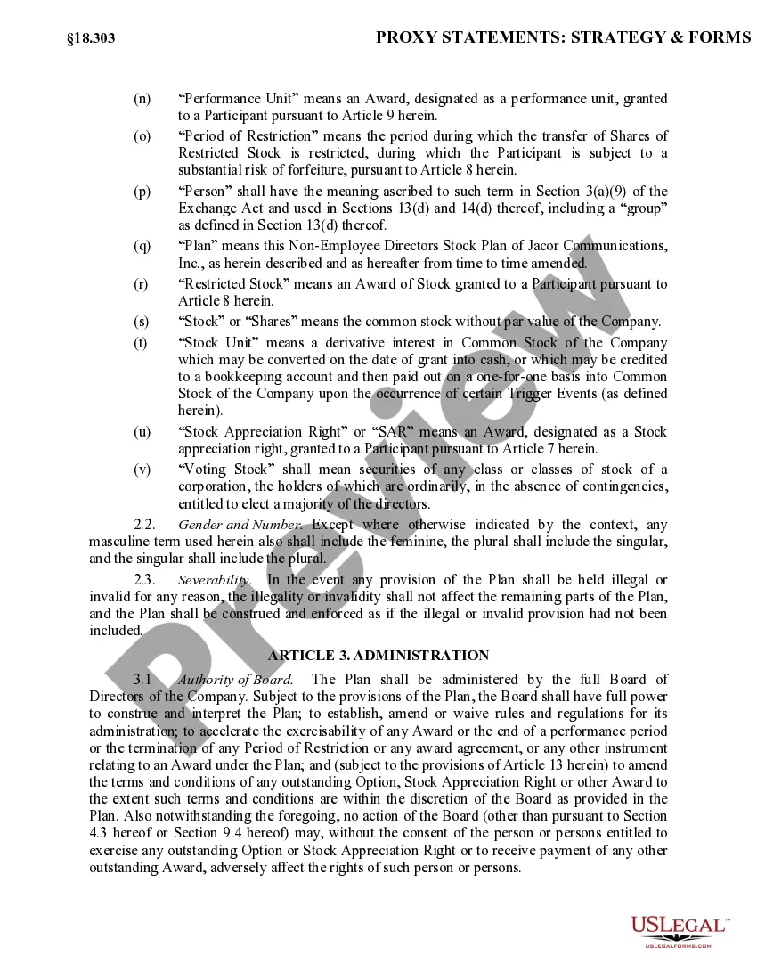 Preview Nonemployee Directors Stock Plan of Jacor Communications, Inc.