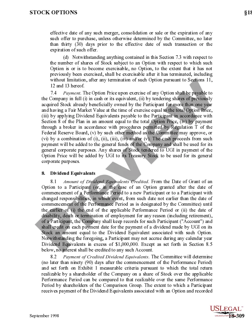 Get Stock Option and Dividend Equivalent Plan with exhibits of UGI Corp. Preview Stock Option and Dividend Equivalent Plan with exhibits of UGI Corp.