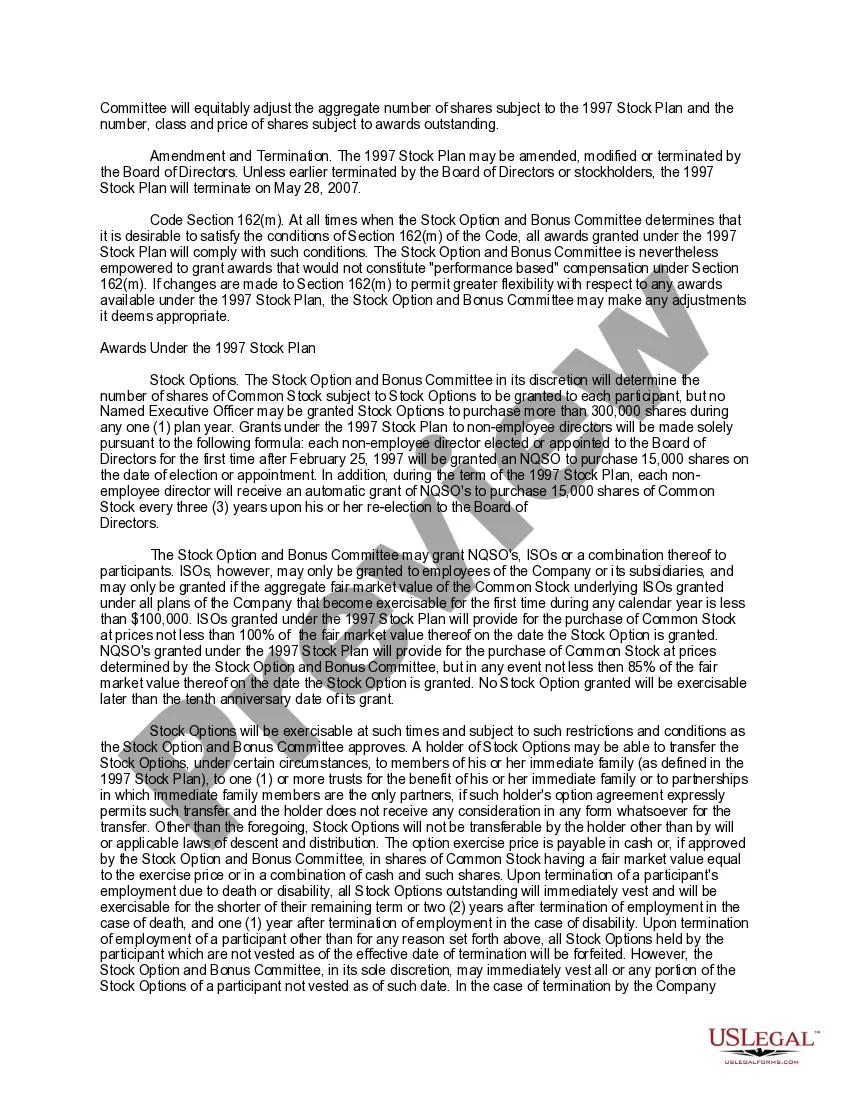 Get Proposed Stock Option and Award Plan of Amresco, Inc. Preview Proposed Stock Option and Award Plan of Amresco, Inc.