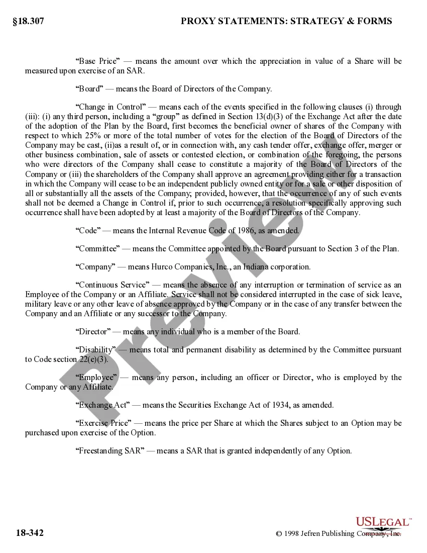 Preview Stock Option and Incentive Plan of Hurco Companies, Inc.