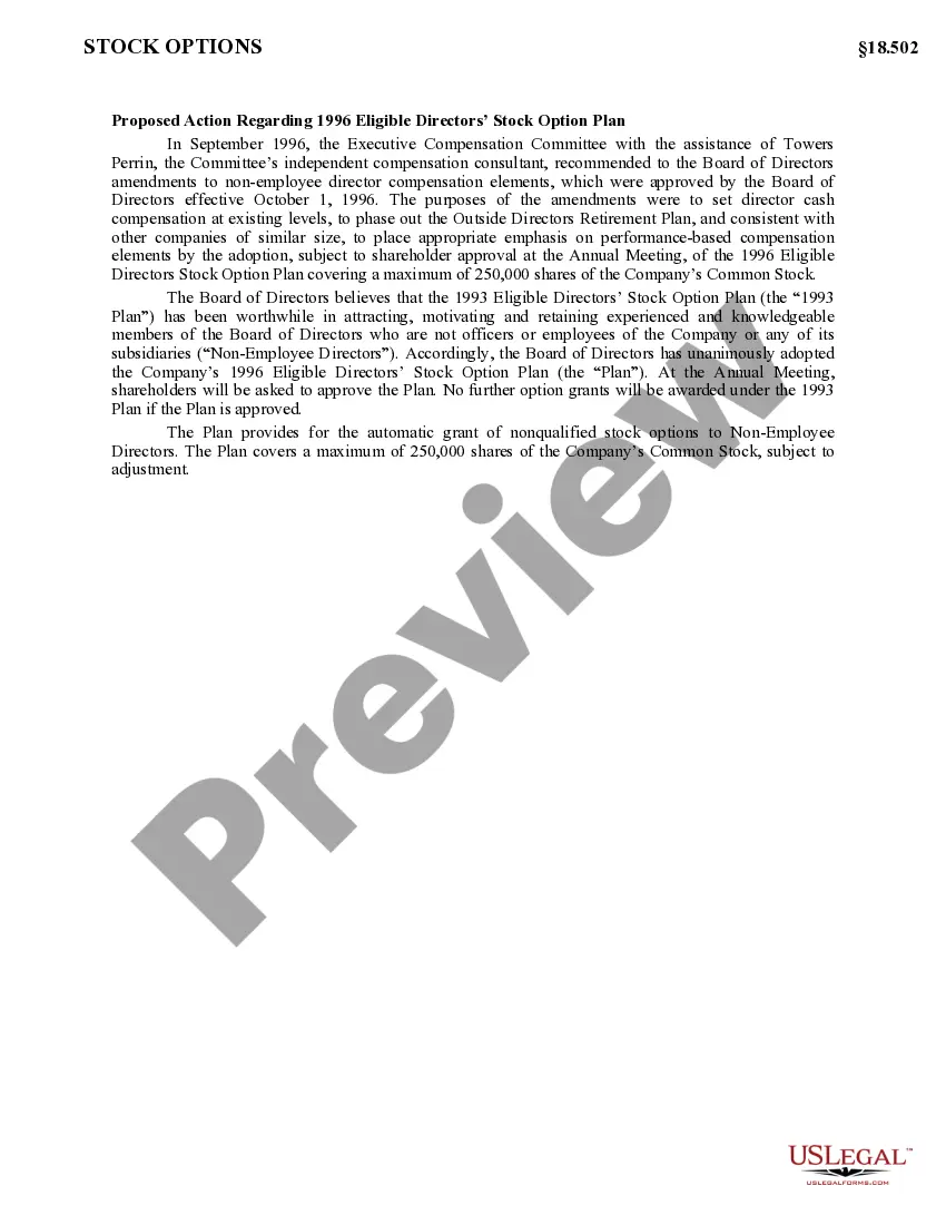 Preview Nonemployee Directors Stock Plan of TJ International, Inc.