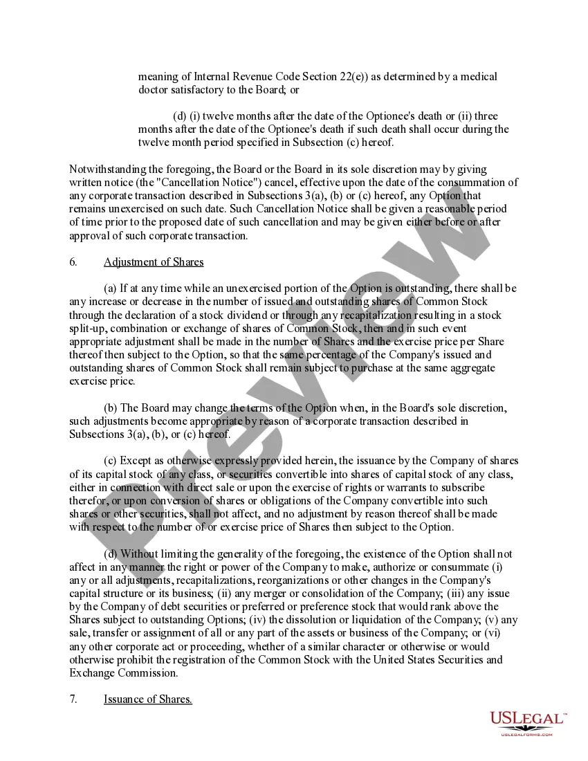 Preview Stock Option Agreement of Full House Resorts, Inc.