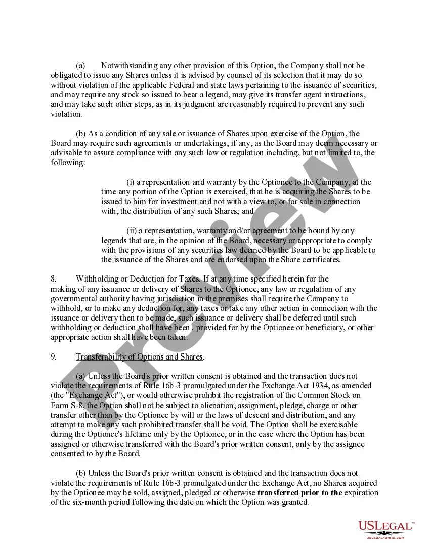 Preview Stock Option Agreement of Full House Resorts, Inc.