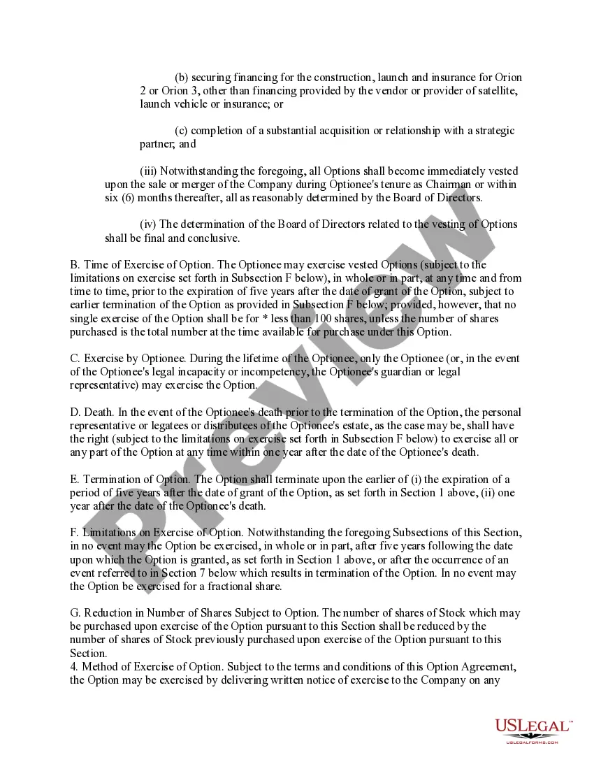 Get Nonqualified Stock Option Agreement of Orion Network Systems, Inc. Preview Nonqualified Stock Option Agreement of Orion Network Systems, Inc.