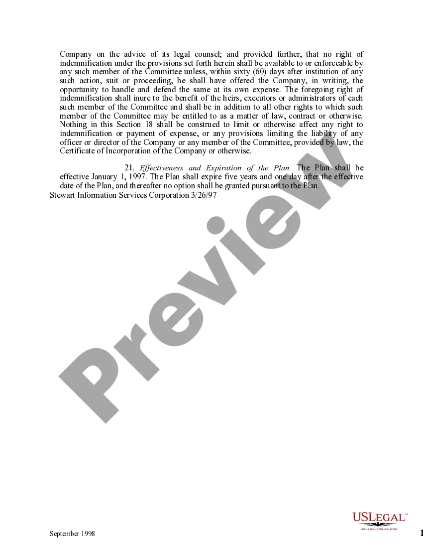Get Stock Option Plan of Stewart Information Services Corp. for Region Managers Preview Stock Option Plan of Stewart Information Services Corp. for Region Managers