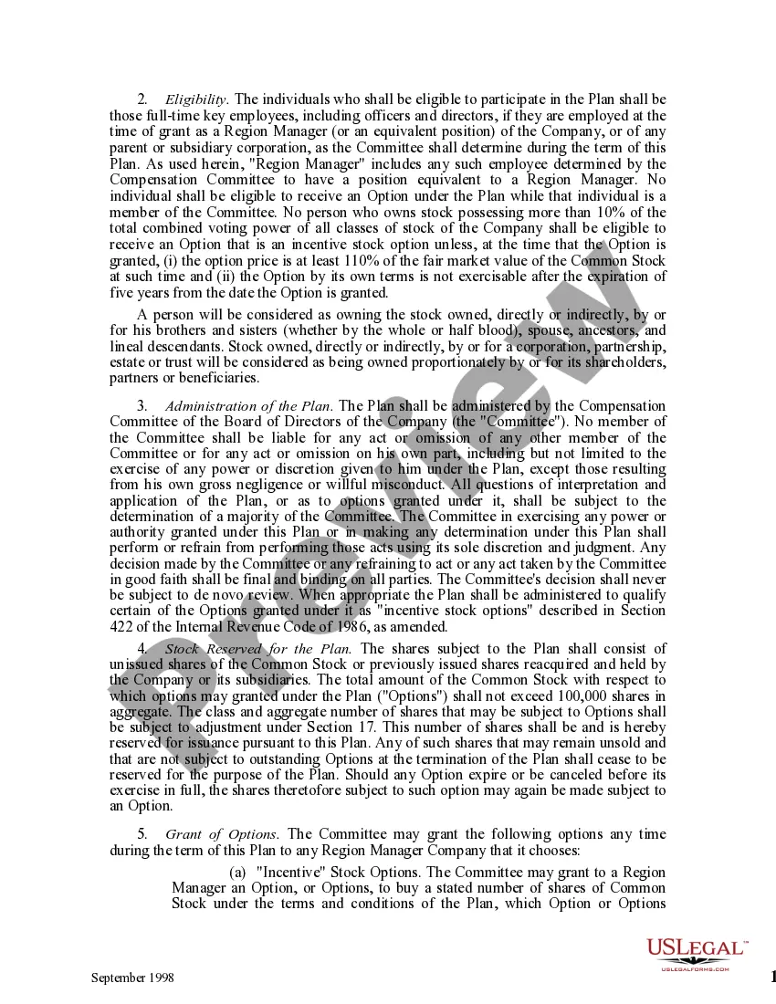 Get Stock Option Plan of Stewart Information Services Corp. for Region Managers Preview Stock Option Plan of Stewart Information Services Corp. for Region Managers