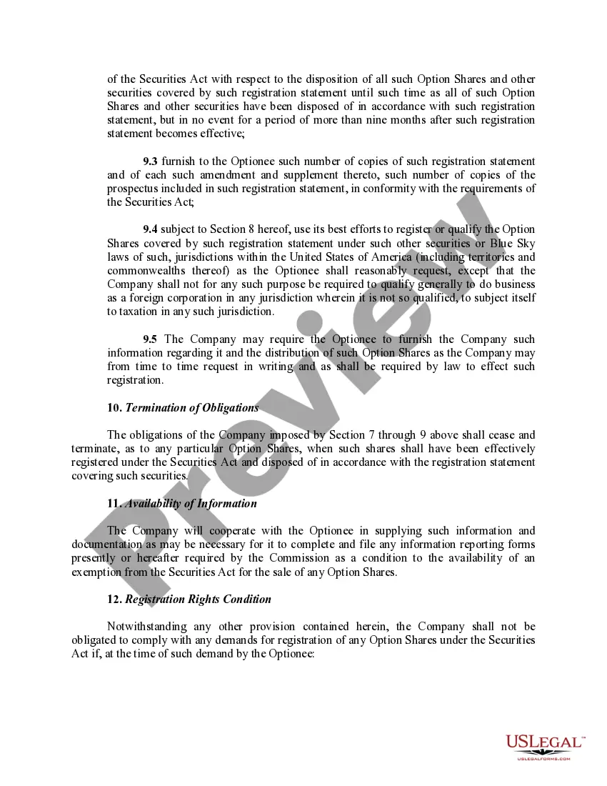 Preview Stock Option Agreement between Shorewood Packaging Corp. and Jefferson Capital Group, Ltd