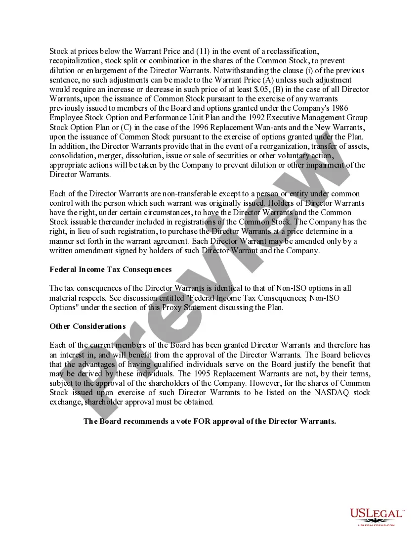 Get Approval of director warrants Preview Approval of director warrants