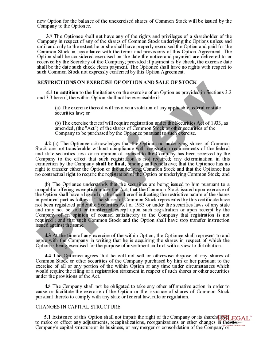 Get Stock Option Agreement Preview Stock Option Agreement