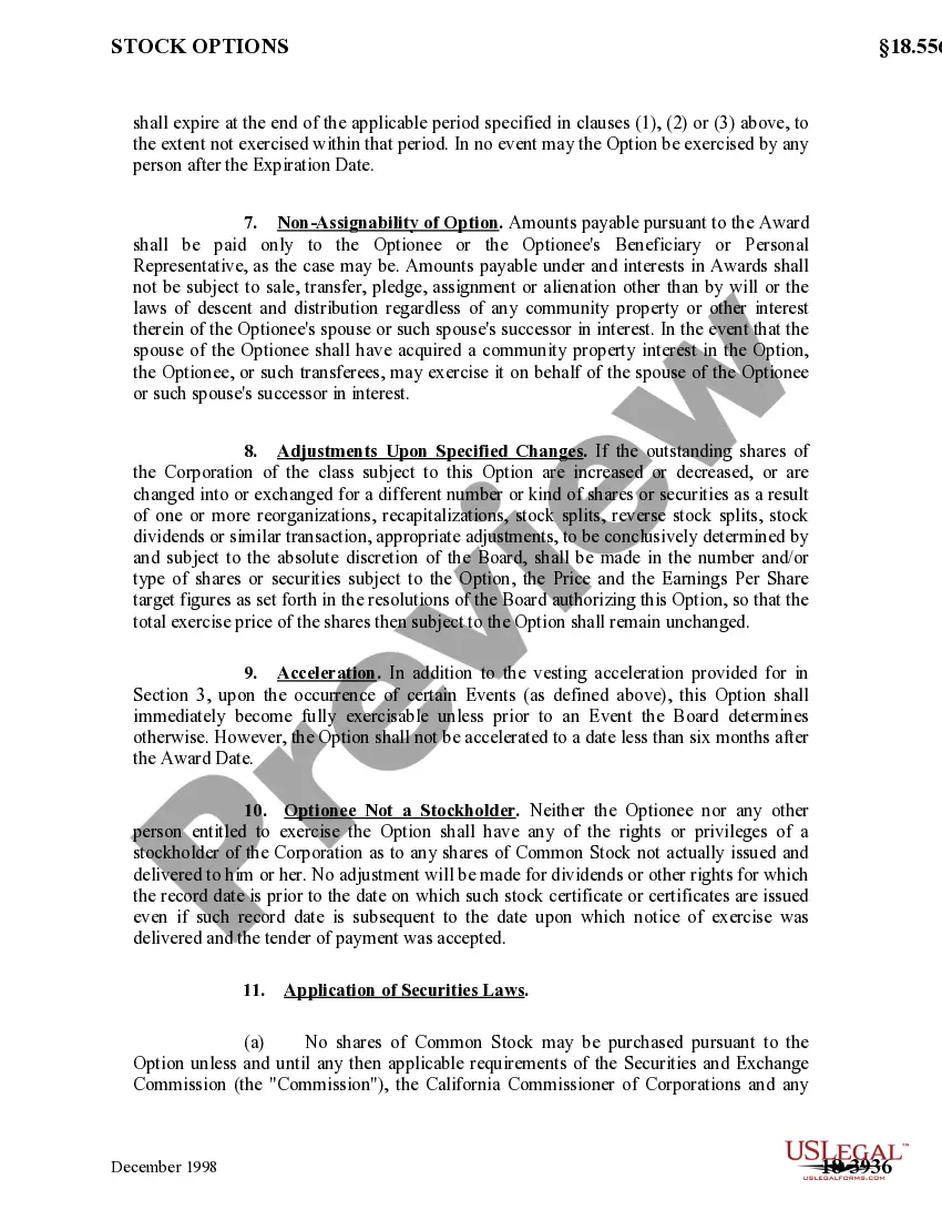 Get Performance Stock Option Award Agreement of Special Devices, Inc. Preview Performance Stock Option Award Agreement of Special Devices, Inc.