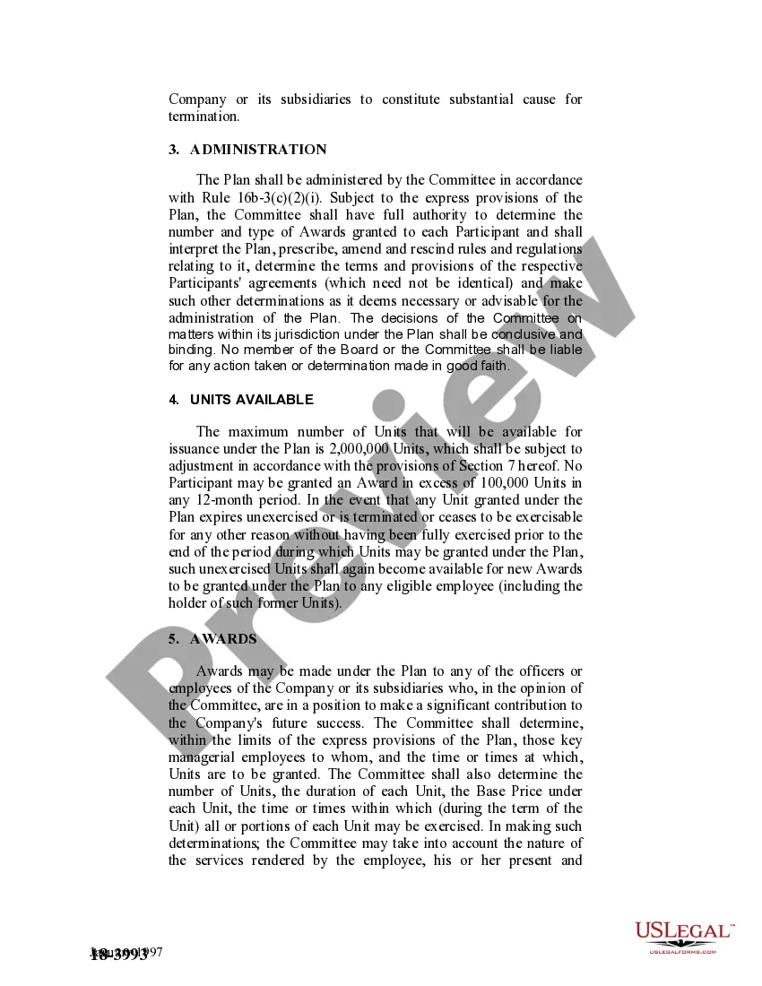 Preview Stock Appreciation Right Plan of Helene Curtis Industries, Inc.