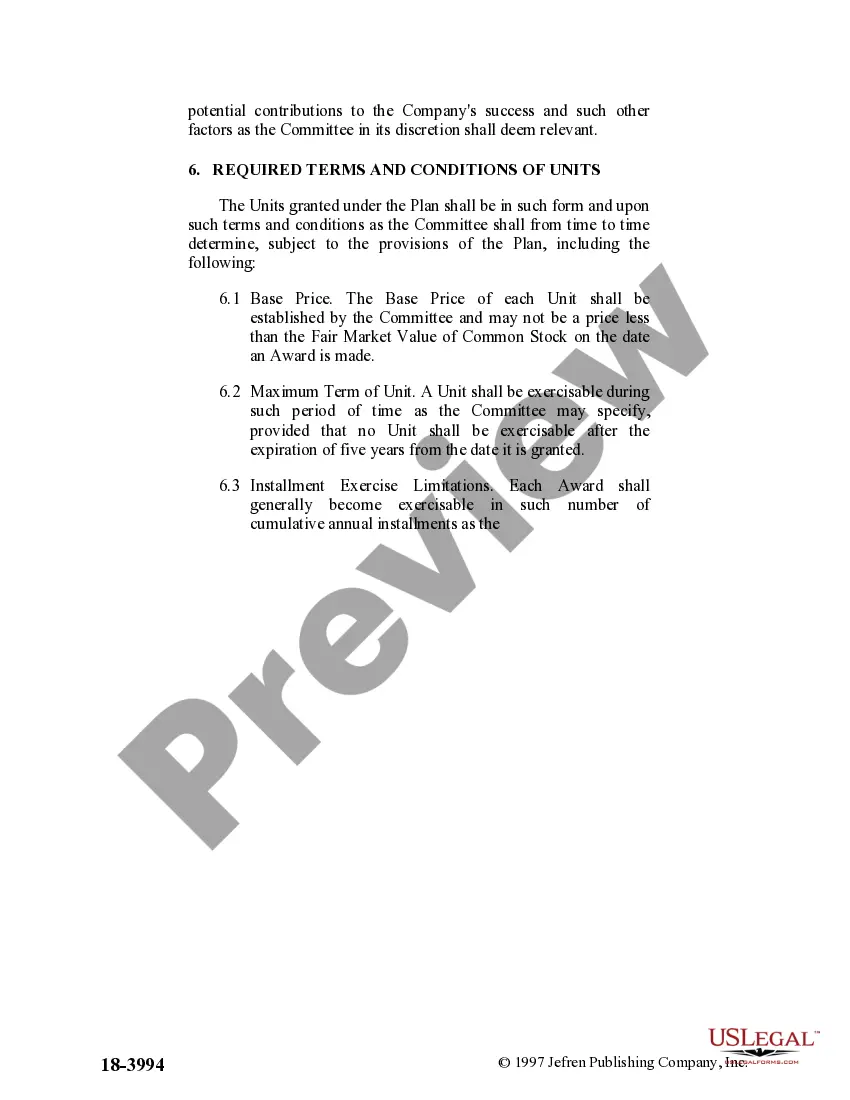 Preview Stock Appreciation Right Plan of Helene Curtis Industries, Inc.