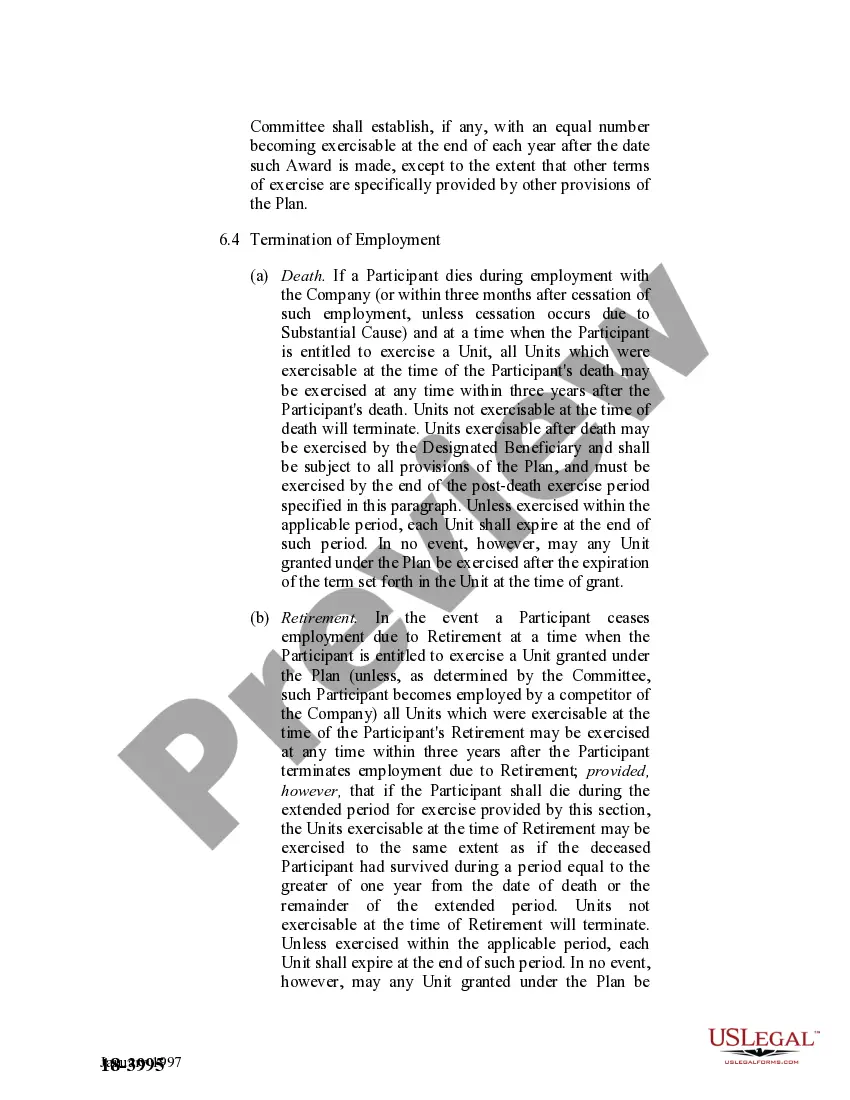 Preview Stock Appreciation Right Plan of Helene Curtis Industries, Inc.
