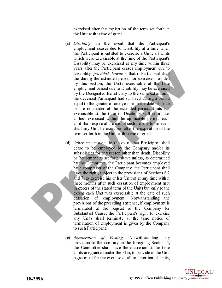 Preview Stock Appreciation Right Plan of Helene Curtis Industries, Inc.