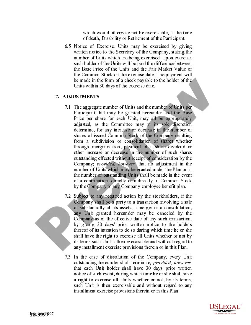 Preview Stock Appreciation Right Plan of Helene Curtis Industries, Inc.