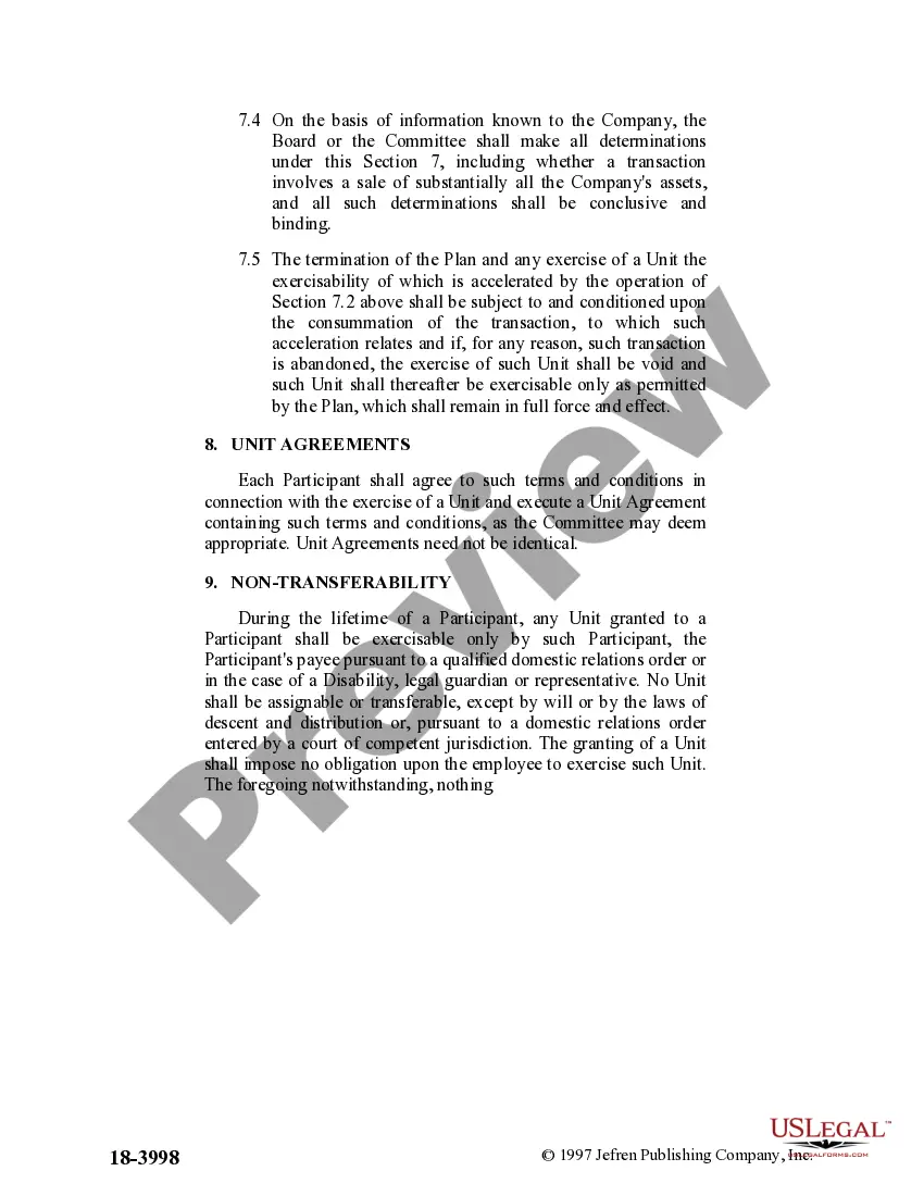 Preview Stock Appreciation Right Plan of Helene Curtis Industries, Inc.