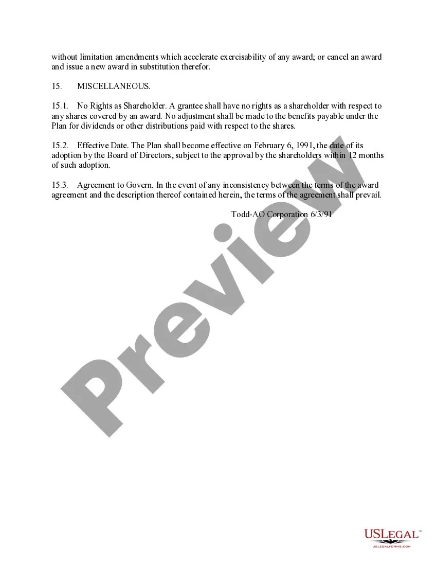 Get Stock Appreciation Rights Plan of The Todd-AO Corporation Preview Stock Appreciation Rights Plan of The Todd-AO Corporation