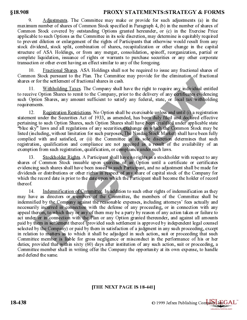 Preview Nonqualified Stock Option Plan of ASA Holdings, Inc.