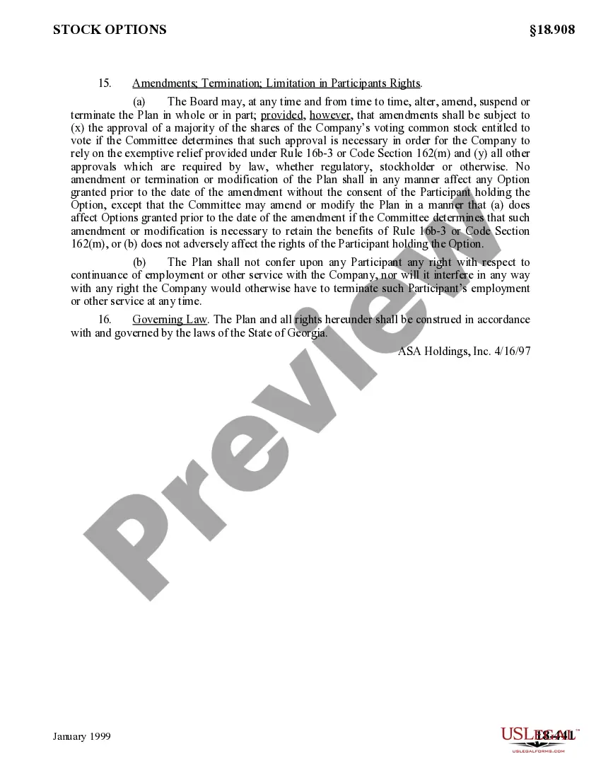 Preview Nonqualified Stock Option Plan of ASA Holdings, Inc.