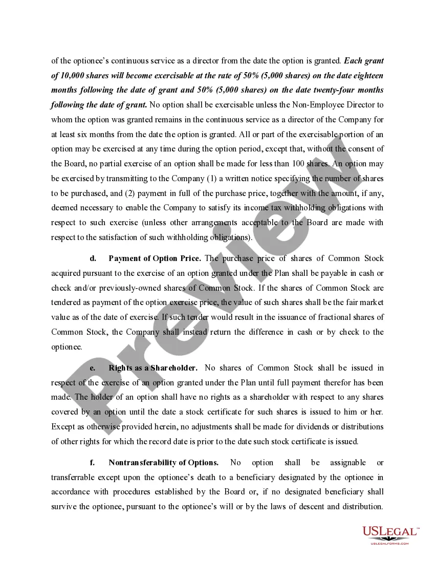 Get Nonemployee Director Stock Option Plan of Innovir Laboratories, Inc. Preview Nonemployee Director Stock Option Plan of Innovir Laboratories, Inc.