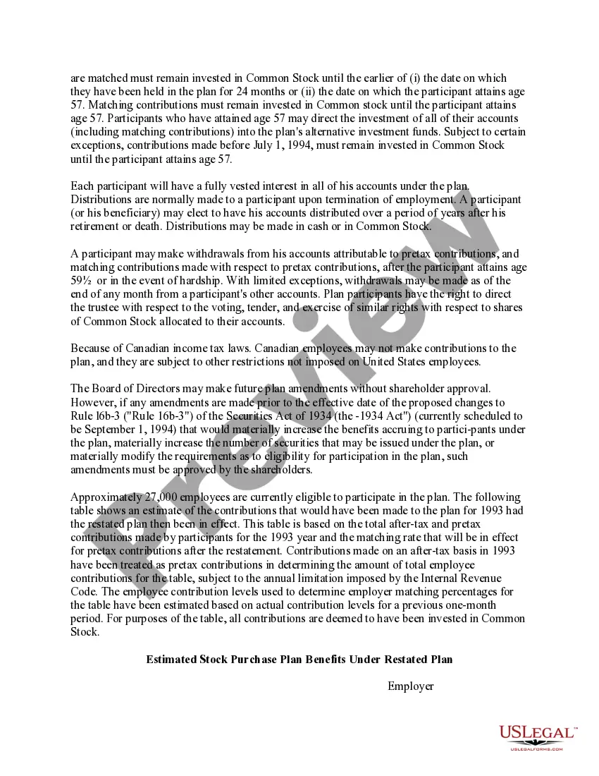Get Proposal to amend stock purchase plan Preview Proposal to amend stock purchase plan