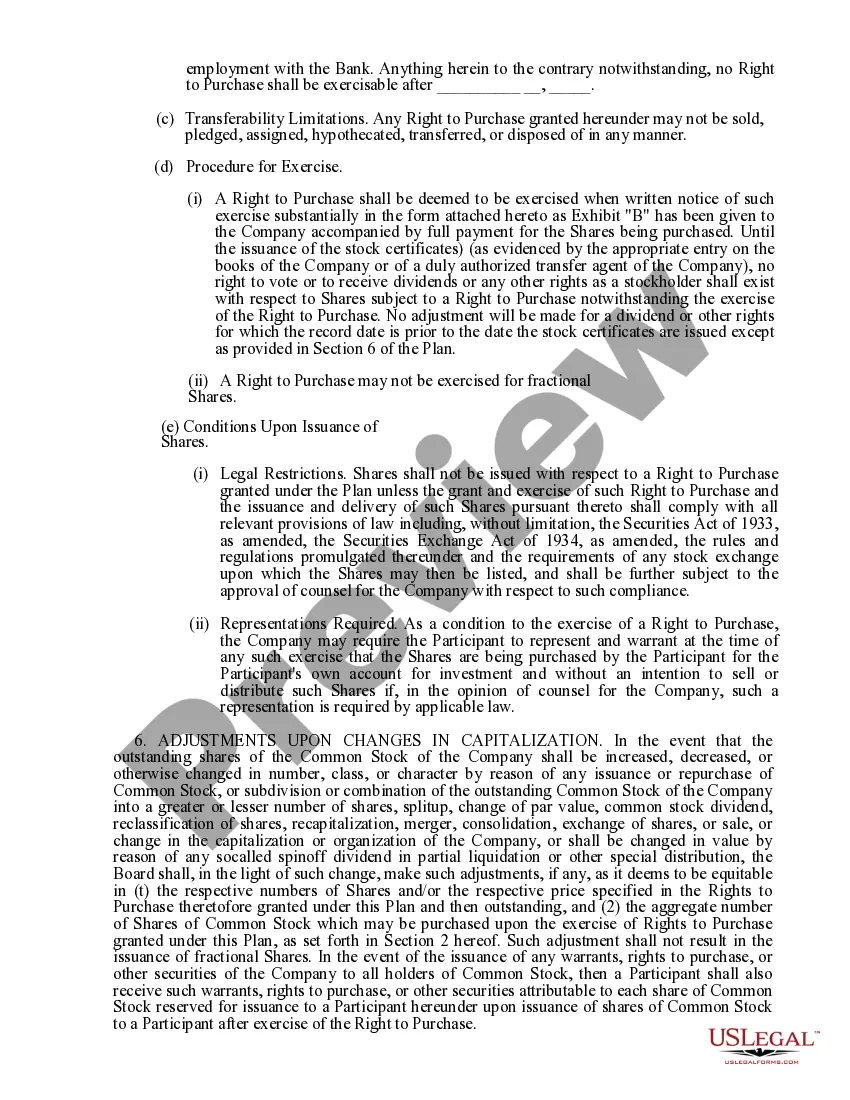 Preview Stock Purchase Plan with exhibit of Bancorporation