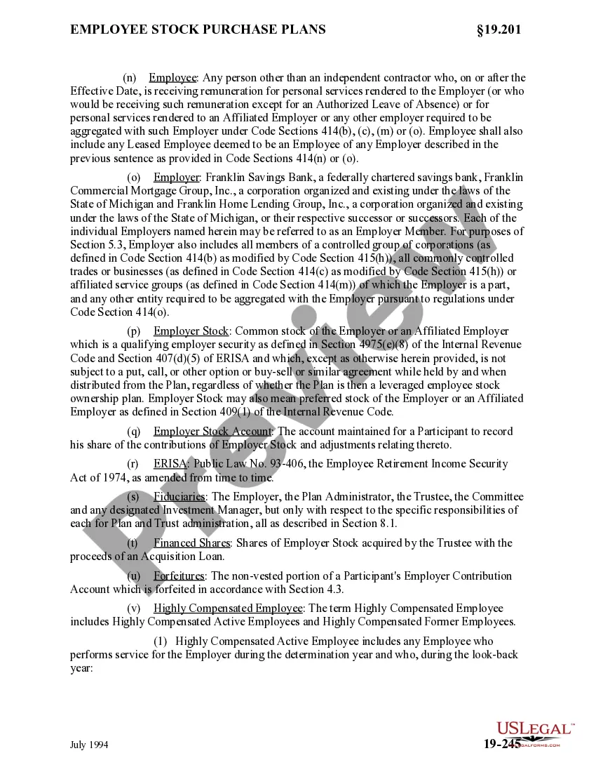 Preview Employee Stock Ownership Plan of Franklin Savings Bank - Detailed