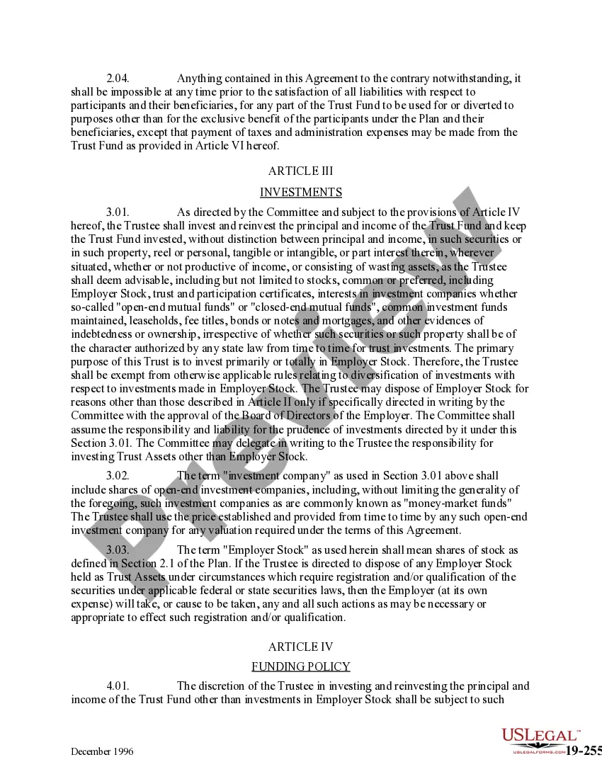 Preview Employee Stock Ownership Trust Agreement