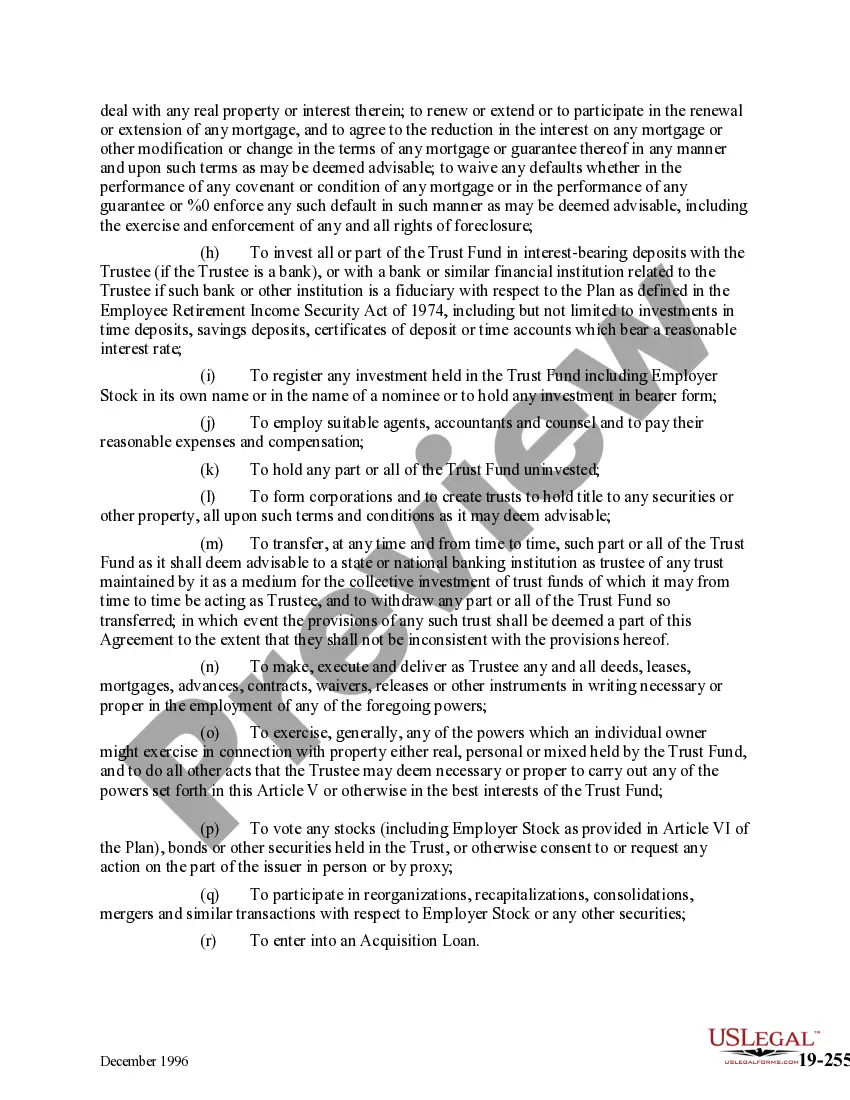 Preview Employee Stock Ownership Trust Agreement