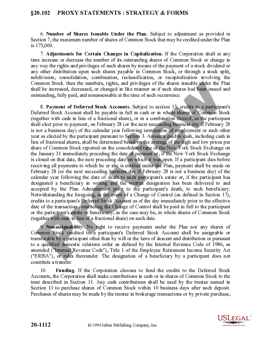 Preview Employees' Stock Deferral Plan for Norwest Corp.