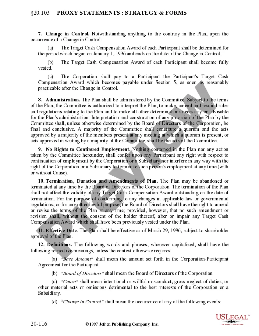 Preview Long Term Compensation Plan of Pulte Corp.